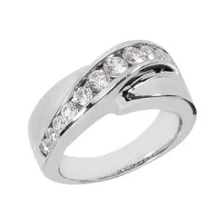 18K White Gold Round Diamond Ladies Ring 0.80ct 7.7mm
