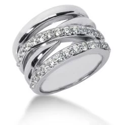 18K White Gold Round Diamond Ladies Ring 0.87ct