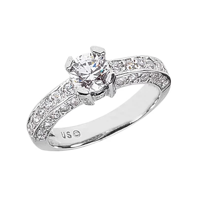 18K White Gold Round Diamond Ladies Ring 1.83ct 4.1mm 3 18K White Gold Round Diamond Ladies Ring 1.83ct 4.1mm
