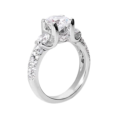 Thin 18K White Gold Round Diamond Ladies Ring 2.43ct 5 Thin 18K White Gold Round Diamond Ladies Ring 2.43ct - Image 3