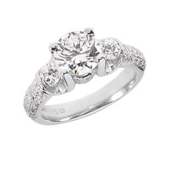 Thin 18K White Gold Round Diamond Ladies Ring 2.43ct