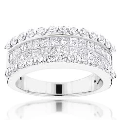 18K White Gold Round Princess Diamond Band 2.28ct