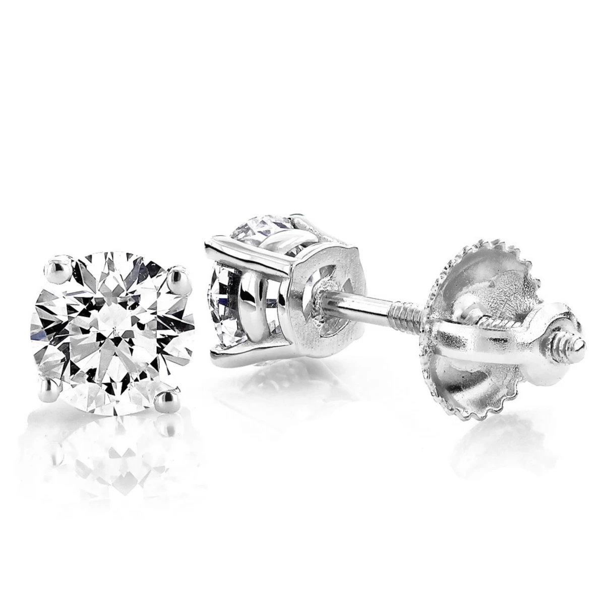 18K White Gold Solitaire Round Diamond Stud Earrings 0.25ct 3 18K White Gold Solitaire Round Diamond Stud Earrings 0.25ct