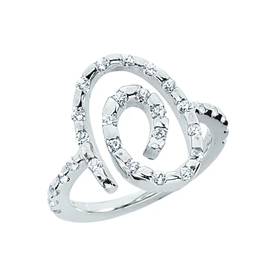 18K White Gold Swirl Diamond Ladies Ring 0.45ct 3 18K White Gold Swirl Diamond Ladies Ring 0.45ct