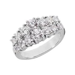 18K White Gold Women's Diamond Ring 2ct 9.6mm