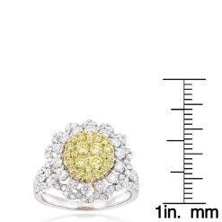 2 Carat 14K White Gold White And Yellow Diamonds Flower Ladies Ring By Luxurman -Fashion Accessories Shop 2 carat 14k gold white and yellow diamonds flower ladies ring by luxurman ruler