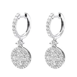 2 Carat Dangling Round Diamond Drop Earrings For Women By Luxurman 14K White Gold -Fashion Accessories Shop 2 carat dangling round diamond drop earrings for women by luxurman 14k gold backwh