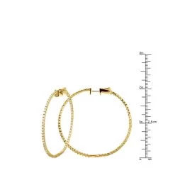 2 Inch Diamond Hoop Earrings 1ct 14K Yellow Gold Inside Out Hoops -Fashion Accessories Shop 2 inch diamond hoop earrings 09ct 14k gold inside out hoops ruler