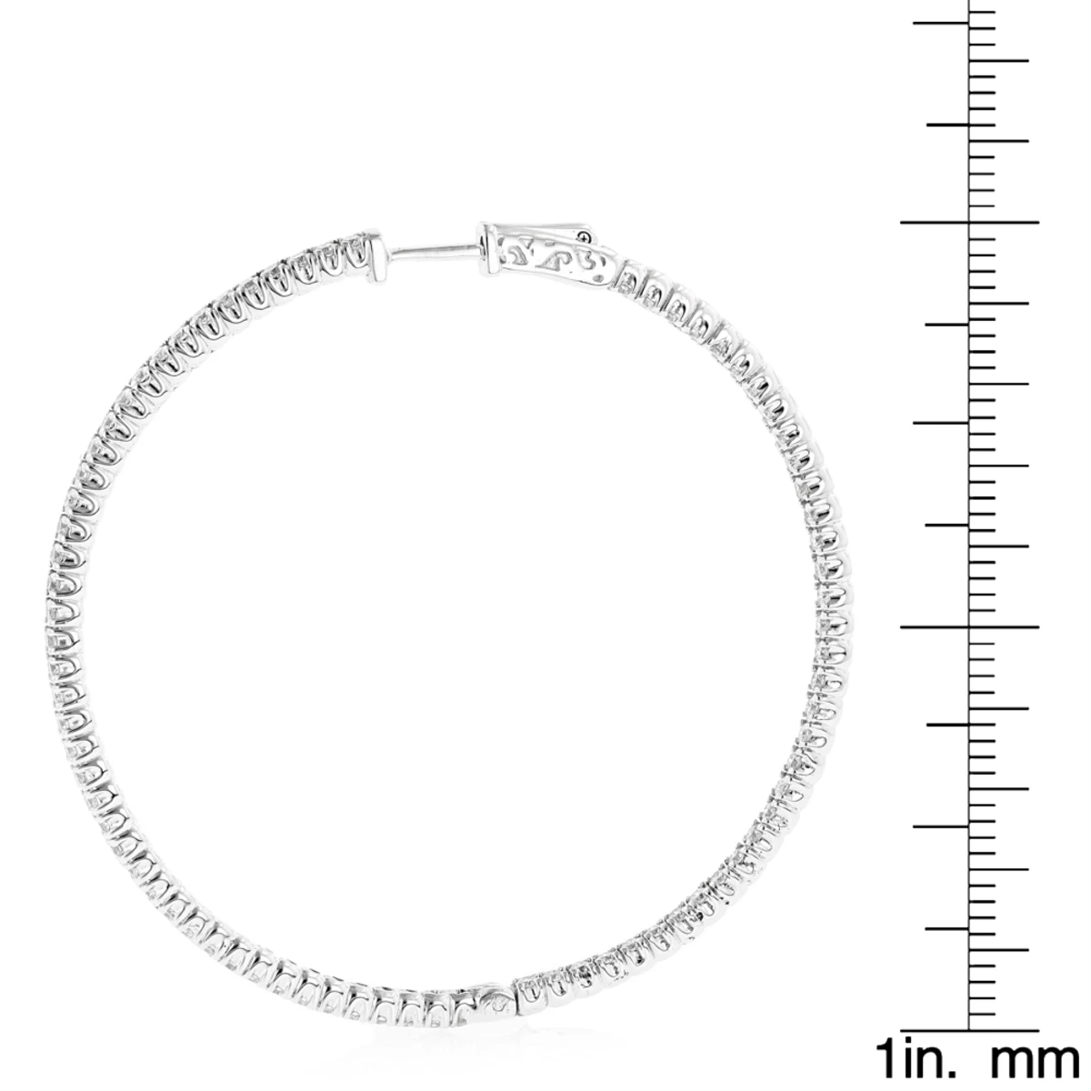 2 Inch Diamond Hoop Earrings 4ct 14K White Gold Inside Out Design 8 2 Inch Diamond Hoop Earrings 4ct 14K White Gold Inside Out Design - Image 6