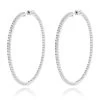 2 Inch Diamond Hoop Earrings 4ct 14K White Gold Inside Out Design
