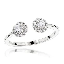 14K Yellow Gold Diamond Halo Ring For Women 0.4ct -Fashion Accessories Shop 2 stone rings 14k gold diamond halo ring for women 04ct mainwh