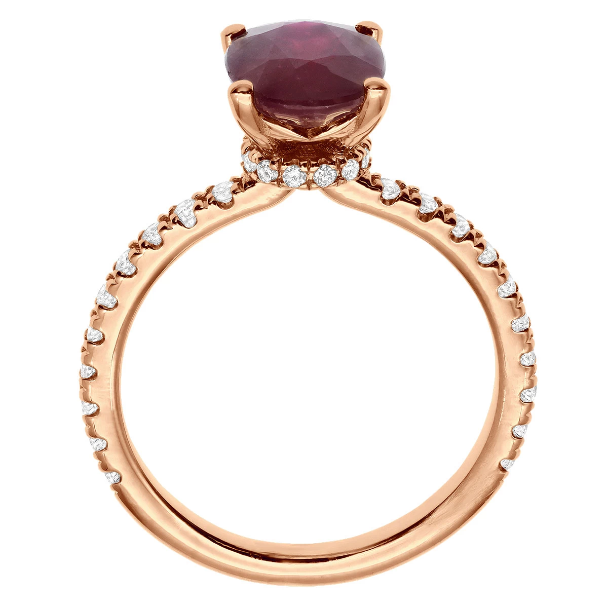 2.8ct Diamonds & Ruby Ring For Women 18K Yellow Gold Engagement Ring By Luxurman 8 2.8ct Diamonds & Ruby Ring For Women 18K Yellow Gold Engagement Ring By Luxurman - Image 6