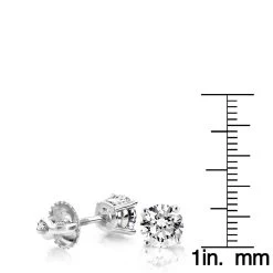 2ct Round Cut Diamond Platinum Stud Earrings -Fashion Accessories Shop 2ct round cut diamond platinum stud earrings ruler