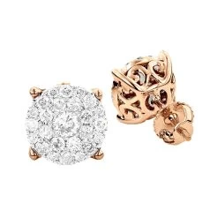 3 Carat Look Round Diamond Cluster Earrings Studs 1.21ct 18K White Gold -Fashion Accessories Shop 3 carat look round diamond cluster earrings studs 121ct 18k gold ro