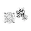 3 Carat Look Round Diamond Cluster Earrings Studs 1.21ct 18K White Gold
