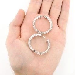 3 Row Diamond Hoop Earrings 4.41ct 14K Rose Gold -Fashion Accessories Shop 3 row diamond hoop earrings 441ct 14k gold 2