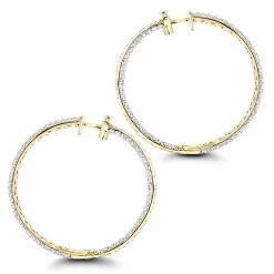 Large 5 Carat Diamond Hoop Earrings For Women 14K Yellow Gold Inside Out Style -Fashion Accessories Shop 5 carat diamond hoop earrings 14k gold inside out style p 48029 backye