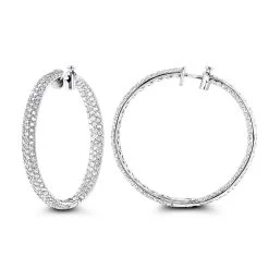 Large 5 Carat Diamond Hoop Earrings For Women 14K Yellow Gold Inside Out Style -Fashion Accessories Shop 5 carat diamond hoop earrings 14k gold inside out style p 48029 wh