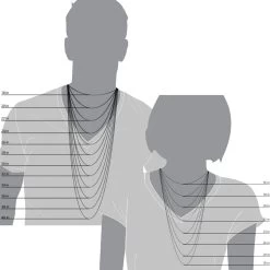 LUXURMAN Solid 14K Yellow Gold Cable Chain For Men & Women Round 1.2mm Wide -Fashion Accessories Shop Chains Length Comparison Body Illustration Men Women 23