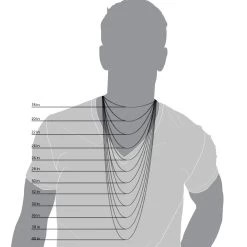 Solid 10K White Gold Franco Chain 26-40in 3.5mm -Fashion Accessories Shop Mens Chains Length Comparison Illustration 31