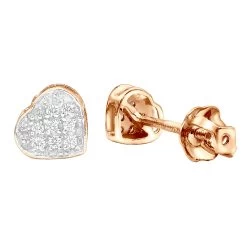 Affordable Real Diamond Heart Earrings Studs For Women & Girls 10K Yellow Gold -Fashion Accessories Shop affordable real diamond heart earrings studs for women girls solid 10k gold 501462 rose