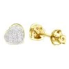 Affordable Real Diamond Heart Earrings Studs For Women & Girls 10K Yellow Gold