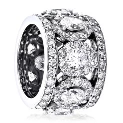 Unique 18K White Gold Designer Wide Diamond Eternity/Anniversary Band 9ct