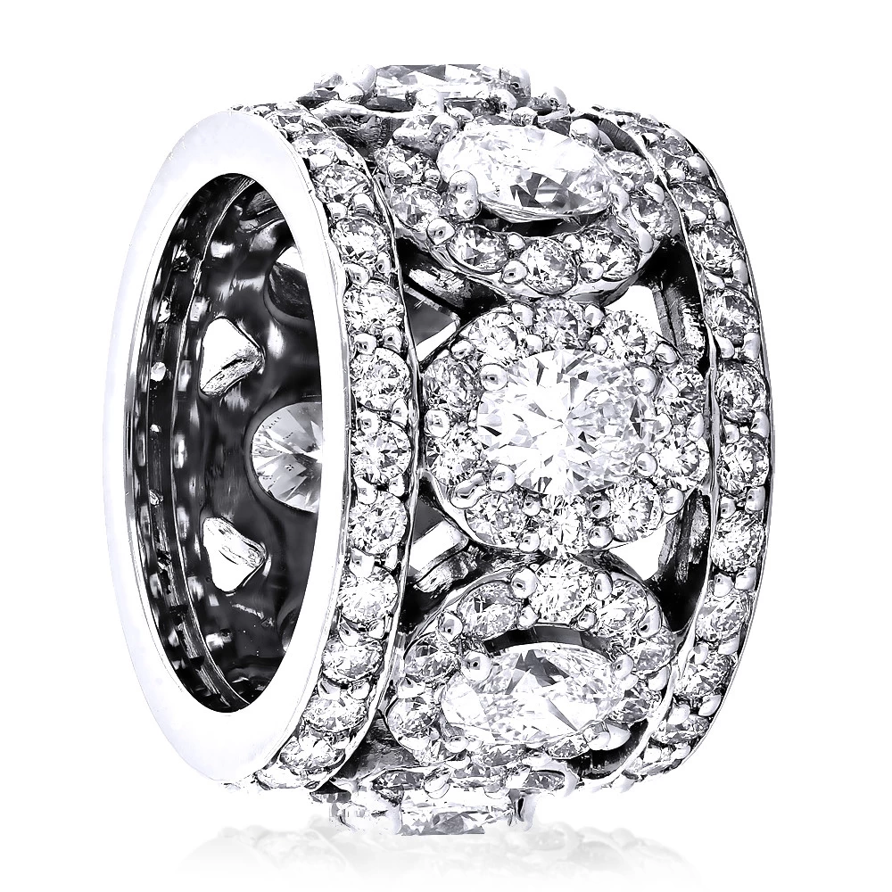 Unique 18K White Gold Designer Wide Diamond Eternity/Anniversary Band 9ct 3 Unique 18K White Gold Designer Wide Diamond Eternity/Anniversary Band 9ct