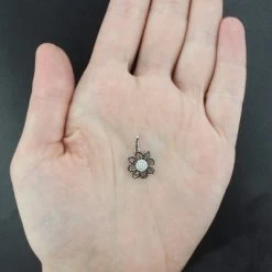 Black And White Diamond Flower Lace Pendant 0.30ct 14K White Gold -Fashion Accessories Shop black and white diamond flower pendant 030ct 14k lace jewelry 4