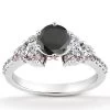 Ultra Thin Black Diamond Engagement Ring 0.85ct 14K White Gold