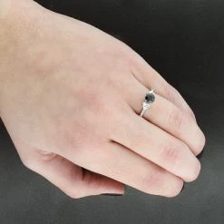 Ultra Thin Black Diamond Engagement Ring 0.85ct 14K White Gold -Fashion Accessories Shop black diamond engagement ring 085ct 14k gold p 45911bod