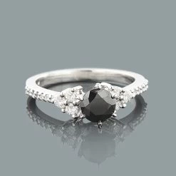 Ultra Thin Black Diamond Engagement Ring 0.85ct 14K White Gold -Fashion Accessories Shop black diamond engagement ring 085ct 14k gold p 45911box