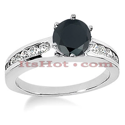 14K White Gold Thin Black Diamond Engagement Ring 0.94ct 3 14K White Gold Thin Black Diamond Engagement Ring 0.94ct
