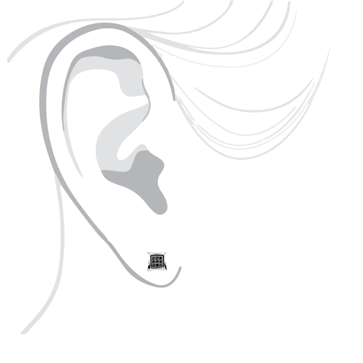 Real Black Diamond Stud Earrings Sterling Silver Square Kites 0.1ct 5 Real Black Diamond Stud Earrings Sterling Silver Square Kites 0.1ct - Image 3