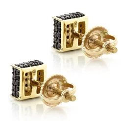 Black Diamond Stud Earrings 0.53ct 10K Yellow Gold -Fashion Accessories Shop black diamond stud earrings 053ct 10k gold p 45689 backye
