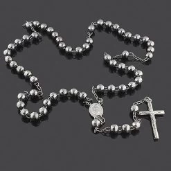 Black Sterling Silver Rosary Beads - Diamond Cut