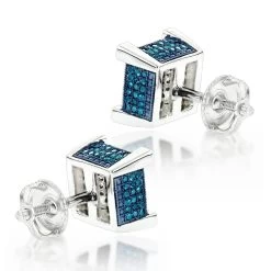 Blue White Diamond Earrings Studs 0.61ct Sterling Silver -Fashion Accessories Shop blue white diamond earrings studs 061ct sterling silver 2