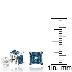 Blue White Diamond Earrings Studs 0.61ct Sterling Silver -Fashion Accessories Shop blue white diamond earrings studs 061ct sterling silver ruler