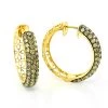 Champagne Diamond Hoop Earrings 3.11ct 14K Yellow Gold