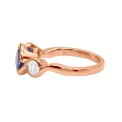 Unique Round Cut Tanzanite And Diamond Engagement Ring 18K White Gold -Fashion Accessories Shop channel set round cut tanzanite and diamond engagement ring 18k gold backro