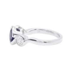 Unique Round Cut Tanzanite And Diamond Engagement Ring 18K White Gold -Fashion Accessories Shop channel set round cut tanzanite and diamond engagement ring 18k gold backwh