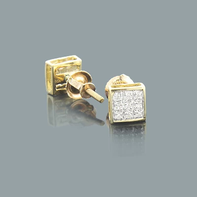 Pave Diamond 10K Yellow Gold Earrings 0.06CT 3 Pave Diamond 10K Yellow Gold Earrings 0.06CT