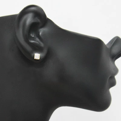 Pave Diamond 10K Yellow Gold Earrings 0.06CT 4 Pave Diamond 10K Yellow Gold Earrings 0.06CT - Image 2