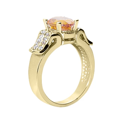 14K White Gold Ladies Citrine & Diamond Ring 0.24ctd 2ctc 6 14K White Gold Ladies Citrine & Diamond Ring 0.24ctd 2ctc - Image 4