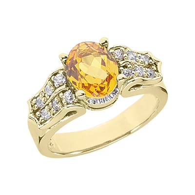 14K White Gold Ladies Citrine & Diamond Ring 0.24ctd 2ctc 4 14K White Gold Ladies Citrine & Diamond Ring 0.24ctd 2ctc - Image 2