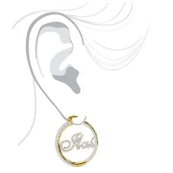 Custom Inside Out Diamond Hoop Earrings With Initials Nameplate 14K Yellow Gold -Fashion Accessories Shop custom inside out diamond hoop earrings with initials nameplate 14k gold 100657 body yellow