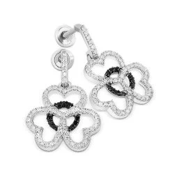 Dangle Diamond Heart Earrings 0.49ct 14K White Gold
