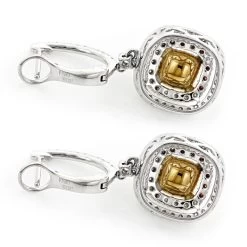 Dangling Designer Diamond Drop Earrings 6.5ct 18K White Gold Yellow Diamonds -Fashion Accessories Shop dangling designer diamond drop earrings 422ct 18k gold yellow diamonds backwh