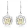 Dangling Designer Diamond Drop Earrings 6.5ct 18K White Gold Yellow Diamonds