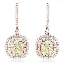 Dangling Designer Diamond Drop Earrings 6.5ct 18K White Gold Yellow Diamonds -Fashion Accessories Shop dangling designer diamond drop earrings 422ct 18k gold yellow diamonds ro